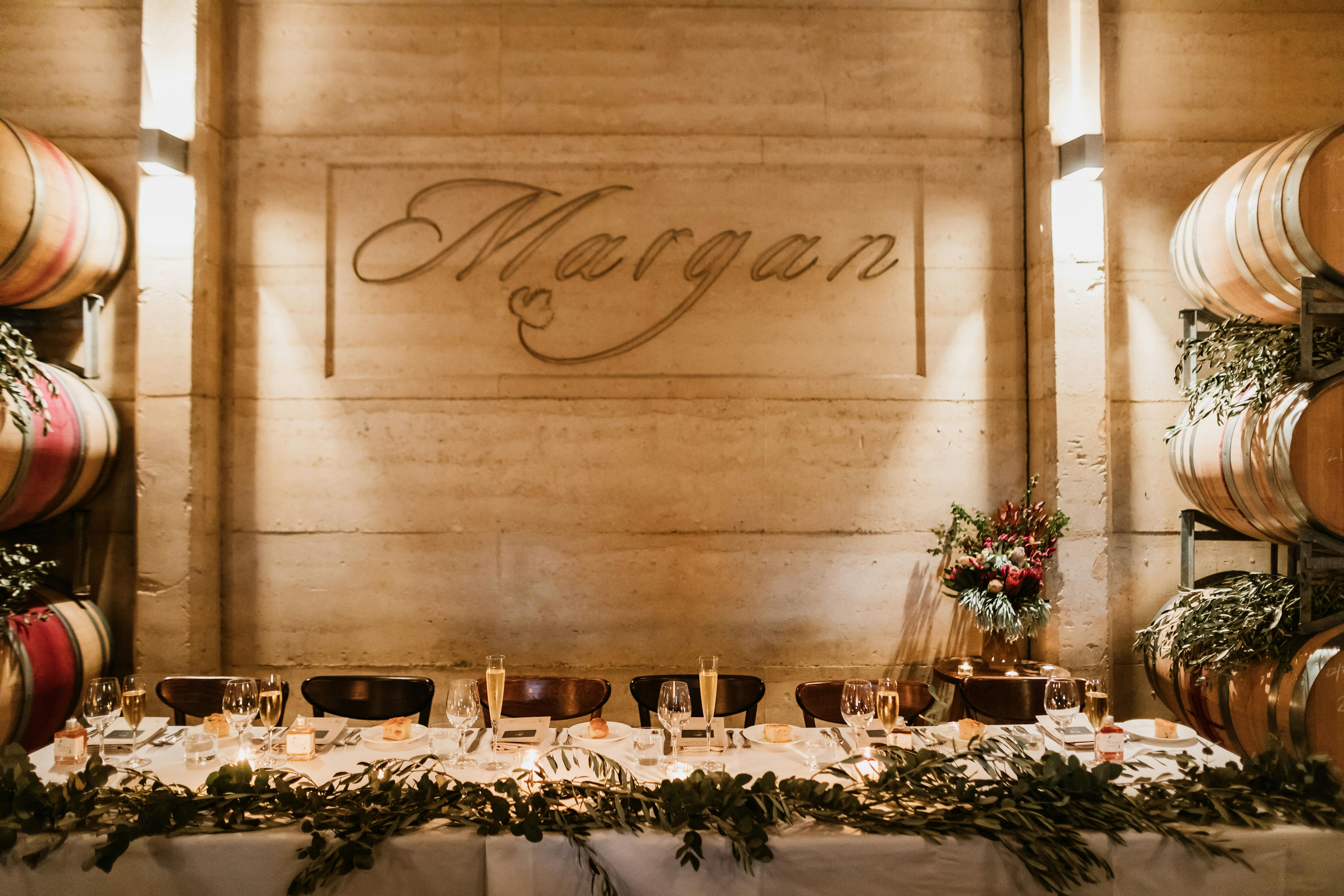 Wedding reception barrelroom bridaltable Alyce Adam Cavanagh Photography